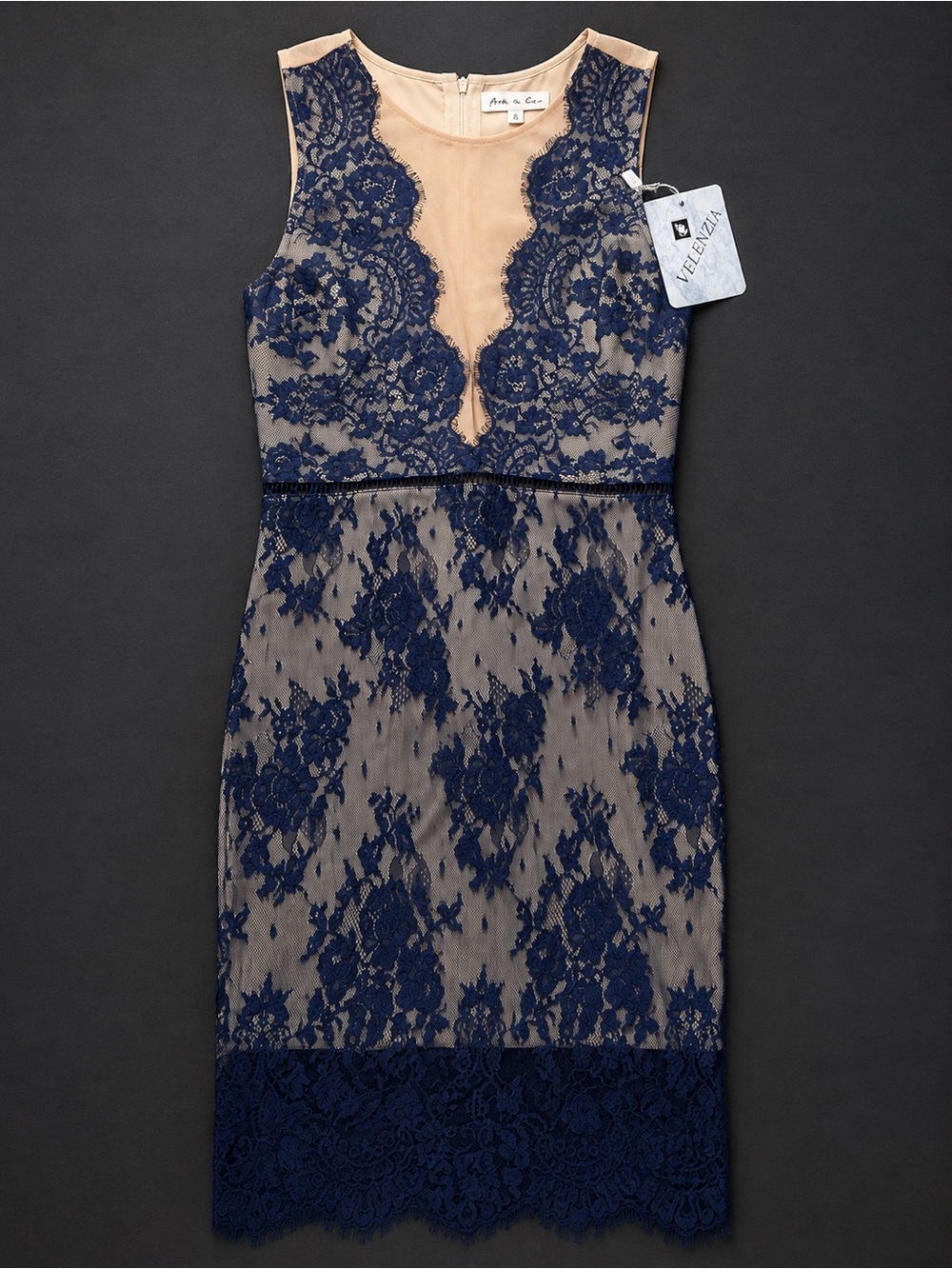 Ark & Co Blue Lace Illusion Sheath Dress Size Small NWT